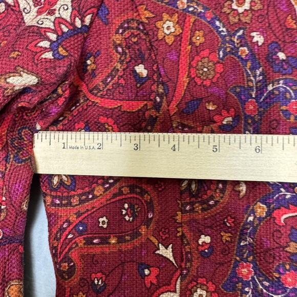 Coldwater Creek Jacket Womens Large Red Paisley Floral Blazer Button Up Lined - Picture 7 of 11